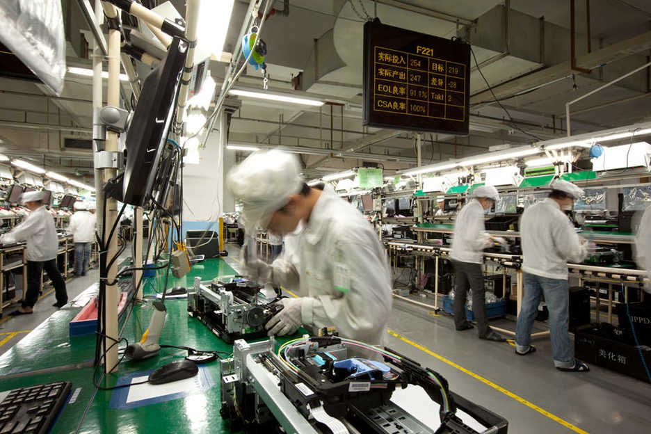 Foxconn / Hon Hai assembly line in Longhua, Shenzhen, China
