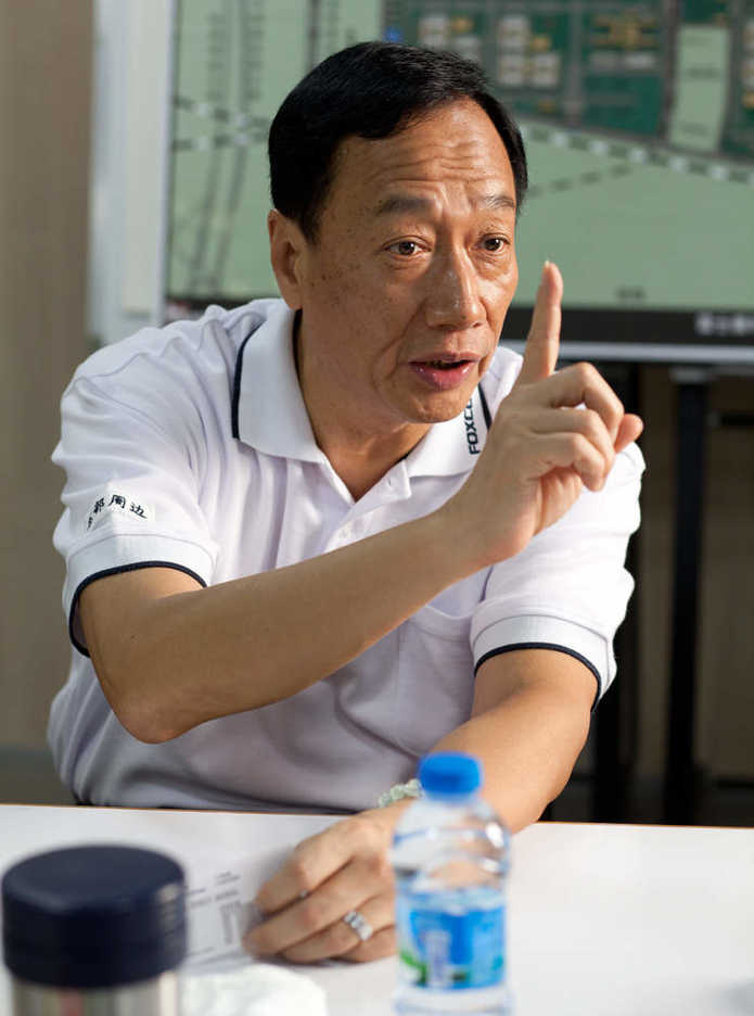 Foxconn / Hon Hai founder and chairman Terry Gou speaks to reporters