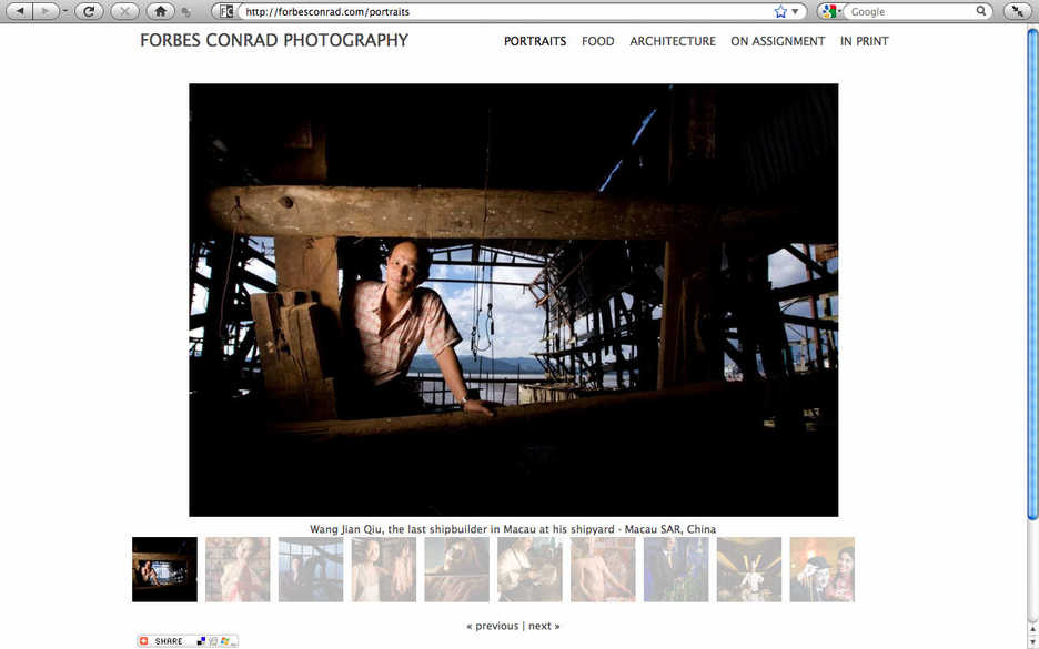 forbesconrad.com portrait photography gallery screenshot